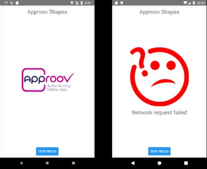 Approov shapes app failed request screenshot