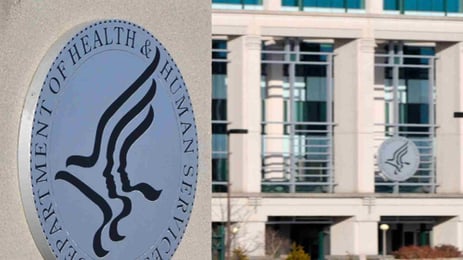 Close up of Department of Health and Human Services plaque