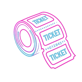 neonpunk a roll of event tickets concept skewed svg file for dark background