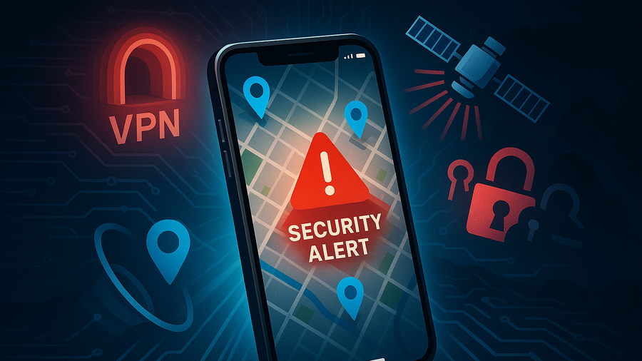 Security alert on mobile due to location spoofing