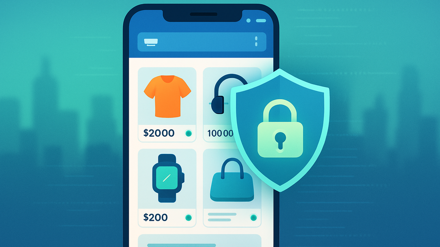 mobile app interface on a smartphone screen showcasing an eCommerce marketplace