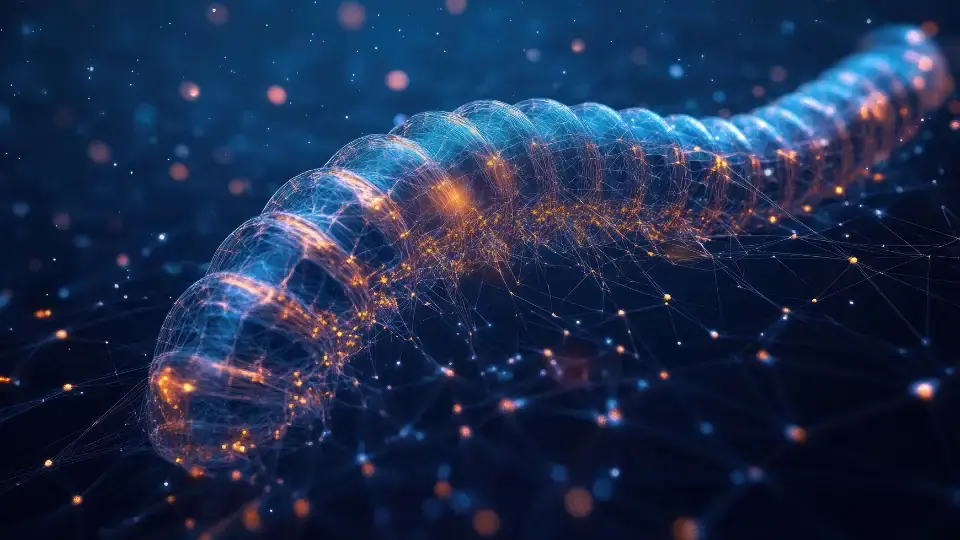 Abstract glowing worm like structure; digital background