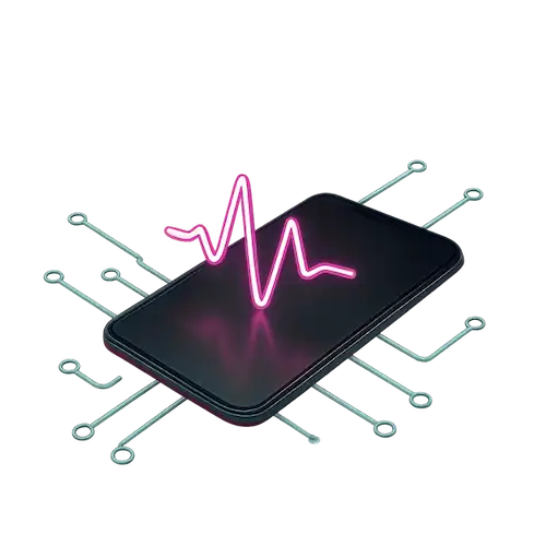 Mobile healthcare concept; Smartphone with pink ECG line