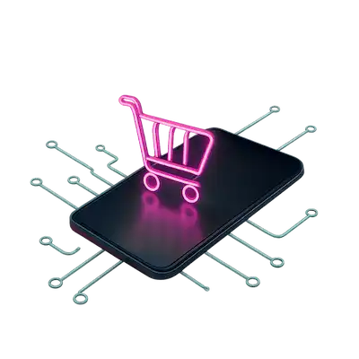 Mobile retail concept; Smartphone with shopping trolley