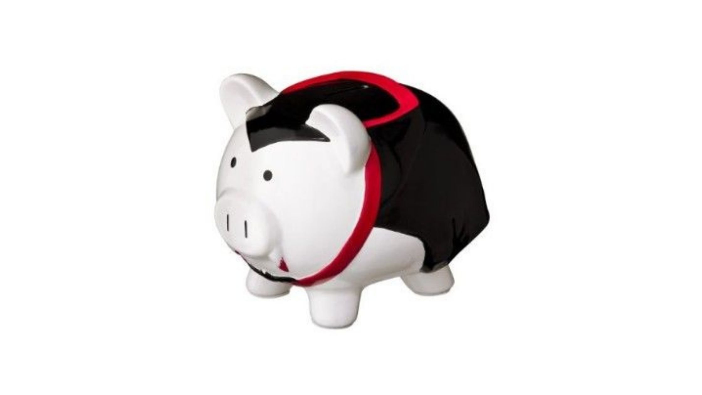 Traditional shaped ceramic piggy bank with vampire decoration