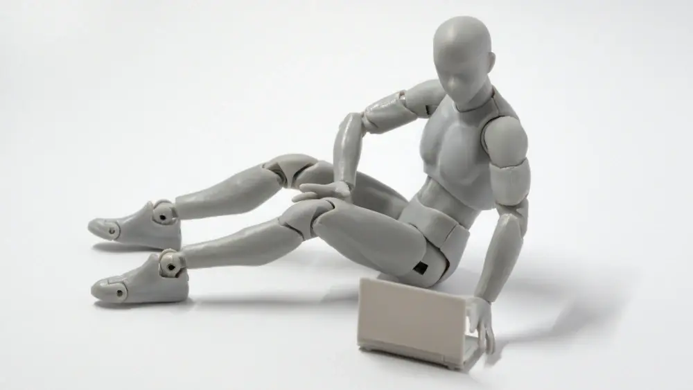 A robot using a computer like an human