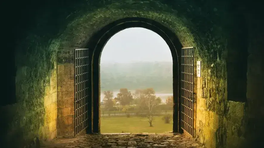 exit gate door view to the countryside