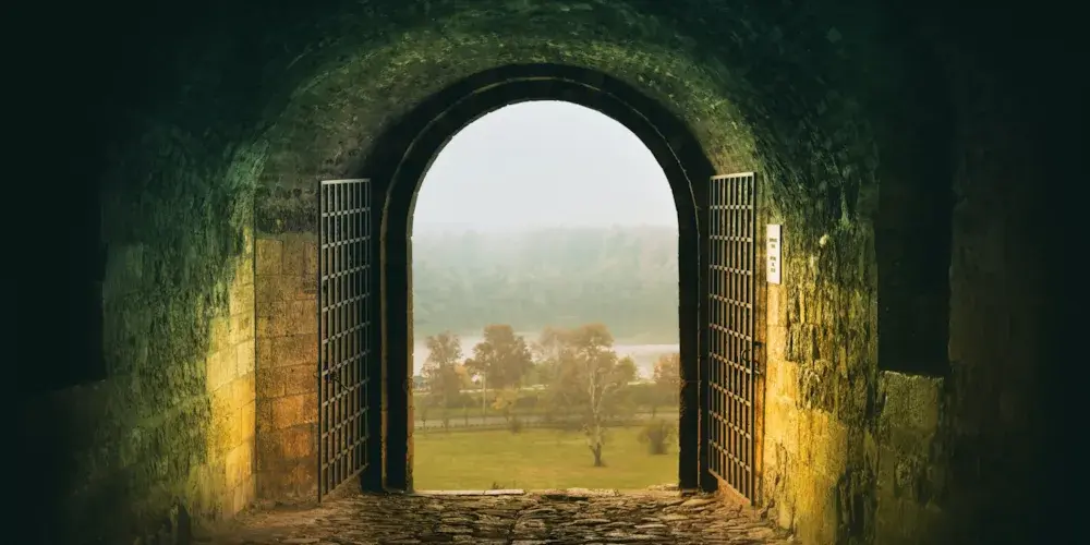 exit gate door view to the countryside