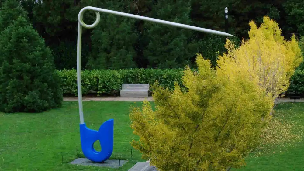 Large blue safety art installation - New Orleans Museum of Art