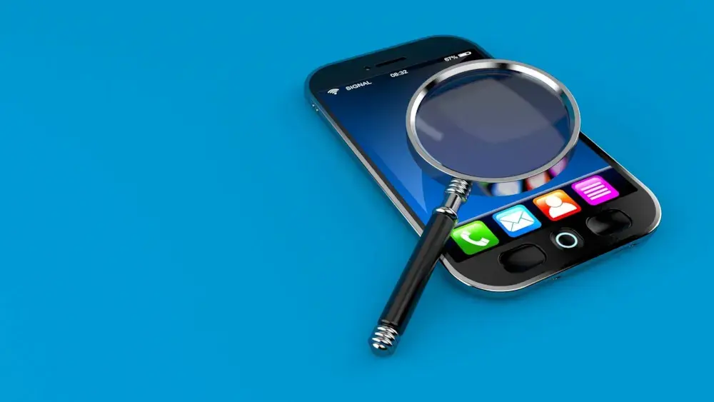 Magnifying glass on a mobile phone