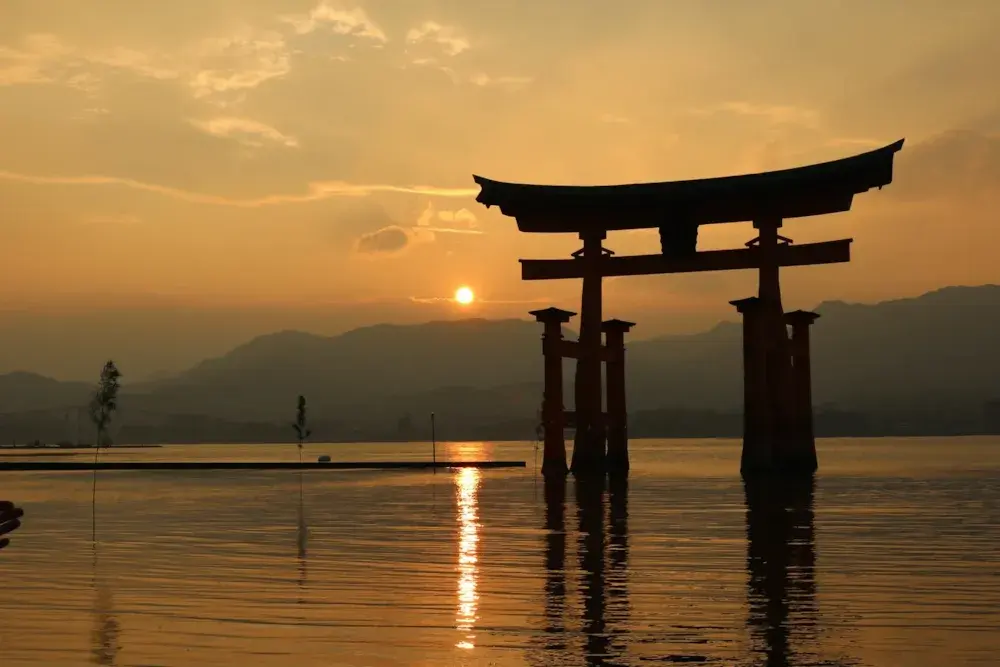 Sunset over a montain