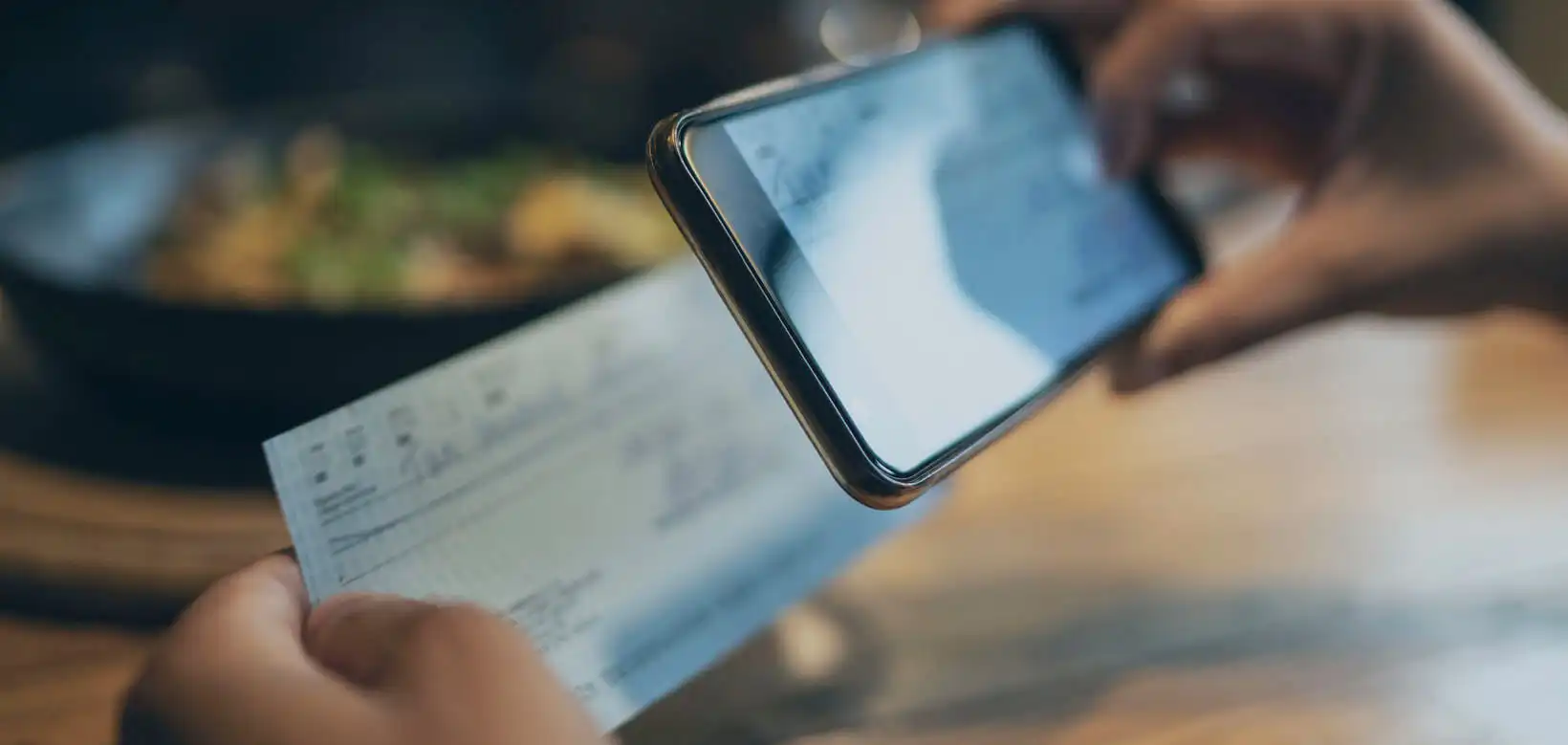 Using mobile banking app to scan a check
