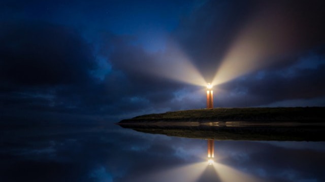 A lighthouse on shore
