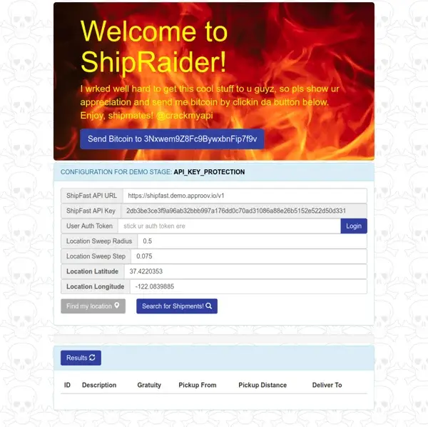 Approov Shipraider home screen