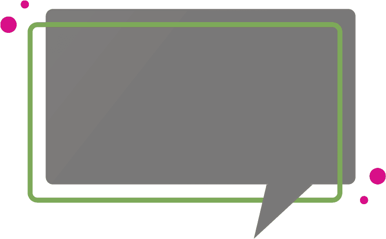 grey speech bubble icon with green rectangle overlay